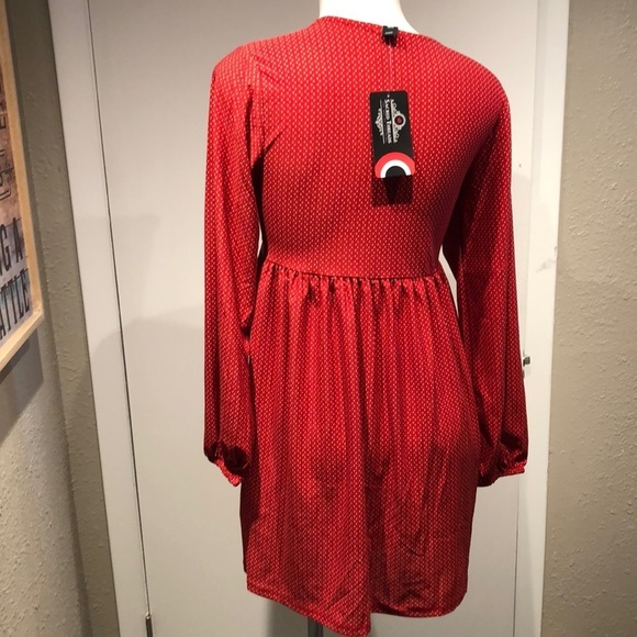 Sacred Threads Red Babydoll Dress with Plunge Neckline - Picture 8 of 14